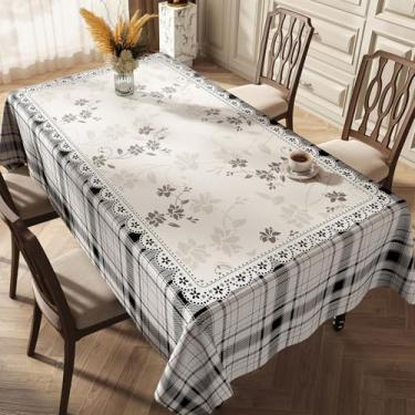 Imagem de Toalha de mesa floral vintage para mesas retangulares estilo francês toalha de mesa rústica, estampa de flores, resistente ao desgaste, vinil impermeável, capa de mesa de PVC para cozinha, acampamento