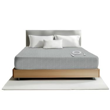 Imagem de Lençol King com elástico de aterramento cinza com 95% algodão orgânico e 5% fibra de prata – lençol de cama condutivo aterrado para dormir melhor