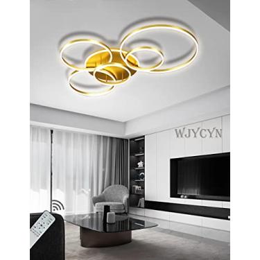 Imagem de Luminária de teto LED dimerizável para sala de estar, com controle remoto, cúpula de acrílico, lustre para sala de estar, luminária para quarto, iluminação para hall de entrada, 108W, 6 lâmp