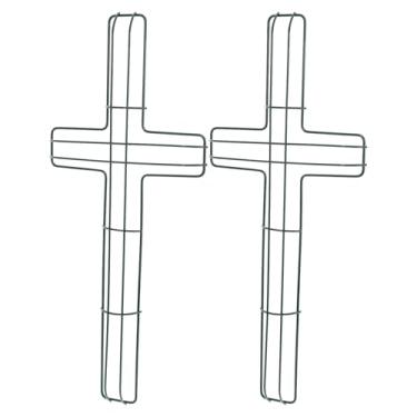 Imagem de Moldura de guirlanda de arame para Páscoa, 2 peças em forma de cruz para artesanato, decorações florais na Páscoa, casamentos, festas de em casa