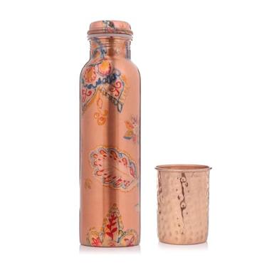 Imagem de Garrafa de água de cobre, recipiente de cobre puro para beber - beba mais água, reduza a ingestão de açúcar e aproveite os benefícios imediatamente
