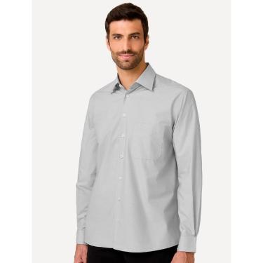 Imagem de Camisa Dudalina Masculina Comfort Tricoline Lisa Cinza Claro-Masculino