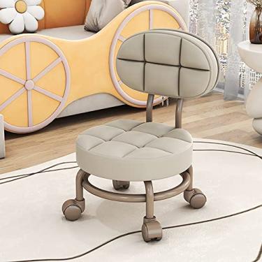 Imagem de BSNANCA Banqueta cosmética com rolamento, assento baixo de rolo, banquinho baixo com rolamento, rodas redondas com rolamento, banqueta rolante, almofada (L) (F) (B)