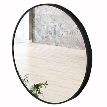 Imagem de Espelho de banheiro de alumínio espelho de banheiro espelho de parede espelho de banheiro espelho redondo estilo escandinavo (cor: ouro, tamanho: 50 cm), espelho decorativo (Nero 60 cm)