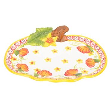 Imagem de Pratos de jantar de abóbora, pratos de cozinha de cerâmica e Natal de Halloween, prato de salada, resistente a lascas, prato de frutas, pratos seguros para lava-louças, para massas, saladas, lanches
