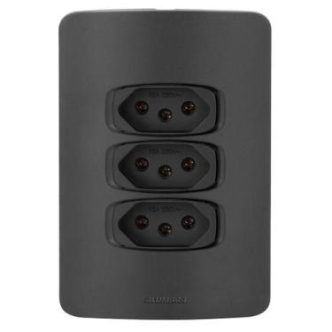 Imagem de Conjunto 3 Tomadas 10A - Alumbra Gracia Black Maxx - Gbmx008