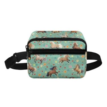 Imagem de Cozeyat Pochete infantil para meninas de 6 a 8 anos, 8 a 12 anos, bolsa de cinto para meninas e crianças, pochete de presente, Cavalo floral, One Size