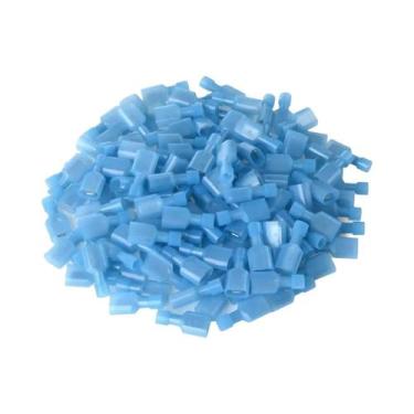 Imagem de Conectores Espade Isolados De Nylon Azul 100 Peças 16-14 AWG Terminais