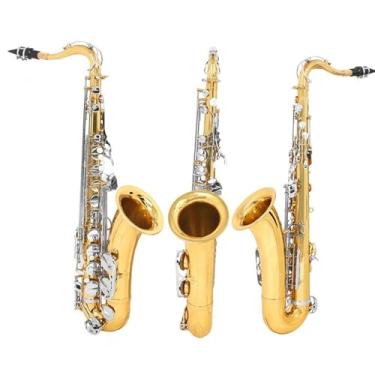 Imagem de Saxofone Saxofone Tenor Saxofone Bb Tone Sax Profissional Latão Saxfone Instrumento de Sopro Madeira com Suporte de Capa Acessórios de Palheta