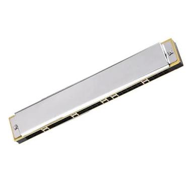 Imagem de Gaita profissional Play requintada luminosa prata C chave 28 furos vibrato gaita polifônica bronze fósforo palhetas