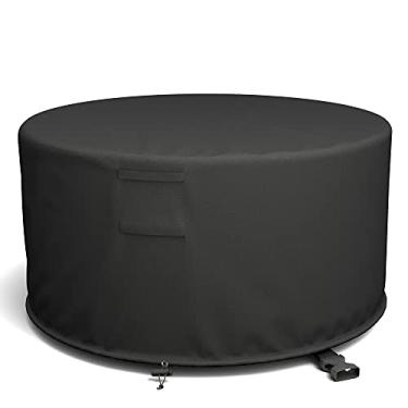 Imagem de SHINESTAR Capa de fogueira redonda de 122 cm, capa de firepit para área externa redonda de 122/127 cm, lareira ou mesa de fogo, à prova d'água e resistente a UV, proteção para todos os climas – 127 cm de diâmetro x 61 cm de altura, preta
