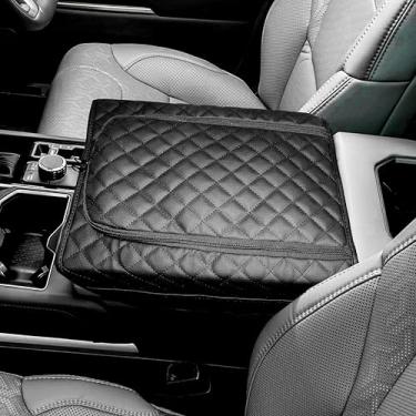 Imagem de SENSHINE Capa de apoio de braço para console central para Toyota Tundra/Sequoia 2022-2025 apoio de braço caixa de proteção almofada almofada protetor de tampa com zíper couro impermeável acessórios