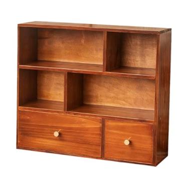 Imagem de FJMQHU Armário de Armazenamento Retrô, Armário de Exposição, Mesa, Multifuncional, Organizador de Recipiente de Mesa Rústico Feito para Penteadeira