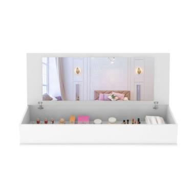 Imagem de Penteadeira Suspensa Pequena com Espelho 70cm – Console Camarim de Parede com Cores Variadas(Branco)