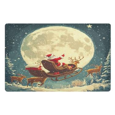 Imagem de SEHANY Tapete de porta de inverno Papai Noel Natal para todos os climas, impermeável, secagem rápida, bem-vindo, tapete de entrada antiderrapante, tapete decorativo de poliéster para entrada, varanda