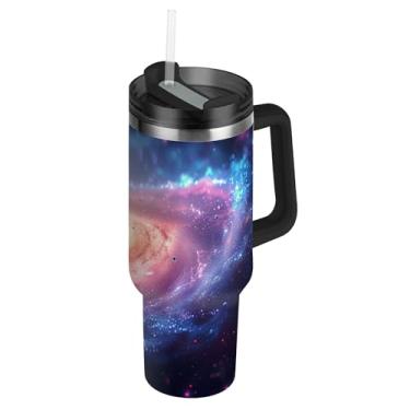 Imagem de SEHANY Copo Stars and Galaxy 1,134 g com tampa e canudo, aço inoxidável de vácuo duplo isolado garrafa de água esportiva suporte para copo de café de viagem à prova de vazamento para bebida gelada