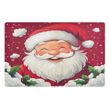 Imagem de SEHANY Tapete de porta de inverno Papai Noel Natal para todos os climas, impermeável, secagem rápida, bem-vindo, tapete de entrada antiderrapante, tapete decorativo de poliéster para entrada, varanda
