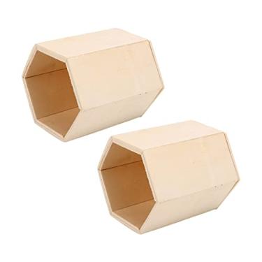 Imagem de YOUTHINK Porta-canetas de Madeira, Basswood, Design Geométrico, Organizador de Mesa para Casa e Escritório