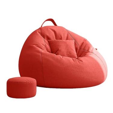 Imagem de Yadlan Bean Bag Cadeira conversível pufe cadeiras para adultos, sacos de feijão 3 em 1 com apoio para pés, cadeira de pufe adulto para sala de estar, quarto vermelho 160 cm