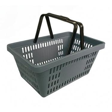 Imagem de Kit com 5 cestas cestinhas plásticas de compra de supermercado 15L (cinza)