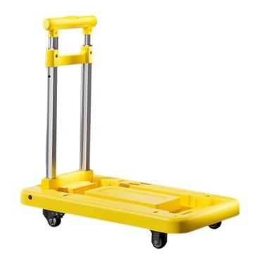 Imagem de shamjina Carrinho de mão dobrável com rodas, multiuso, carrinho utilitário, carrinho dobrável para camping, escritório, viagem, mudança, Amarelo