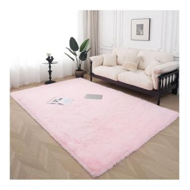 Imagem de HGTRH Tapetes de área para quarto, sala de estar, tapete xadrez macio macio com suporte de borracha antiderrapante tapete de pelúcia interior decoração de casa rosa claro 80 * 200 cm