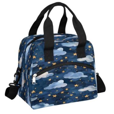 Imagem de hongjinglin Lancheira térmica infantil nuvem estrela galáxia fofa para meninos meninas Chirld reutilizável impermeável à prova de vazamento lancheira grande bolsa térmica bolsa de preparação de
