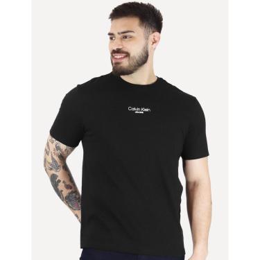 Imagem de Camiseta Calvin Klein Jeans Masculina Frontal Logo Rubber Relevo Preta-Masculino