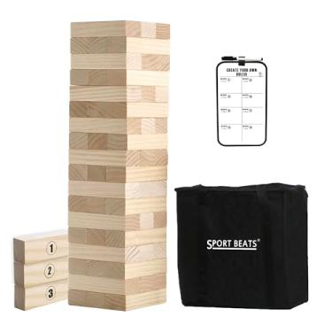 Imagem de SPORT BEATS Outdoor Games Large Tower Game 54 Blocks Stacking Game - Includes Carry Bag and Scoreboard