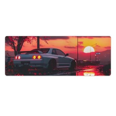 Imagem de HouLaiZhe JDM Car R32 Sunset Red Sun Reflexão Gaming Mouse Pads JDM Car Desk Pads Grandes Mousepads para Teclado Desktop Tapete de Computador 30 x 80 cm