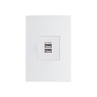 Imagem de Tomada Duplo Carregador Usb-a Margirius Sleek 2a 10w Com Placa 4x2 Branca