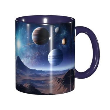 Imagem de Zeraoke Space Planet Print Canecas de café criativas, personalizadas, presente para família, tamanho de 325 ml, unissex