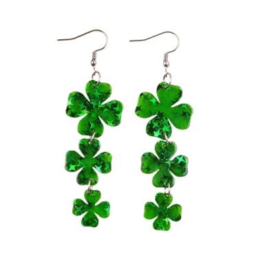 Imagem de Brincos de Dia de São Patrício para mulheres, trevo verde, trevo, pingente, acrílico, irlandês, boa sorte, joias natalinas, presente para mulheres, Large, Acrílico, Sem pedra preciosa