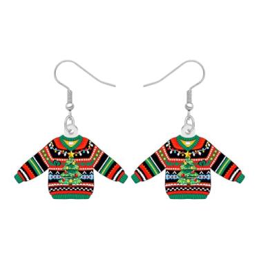 Imagem de BAMAY Brincos femininos de acrílico para mulheres, brincos de inverno bobos, bijuterias de fantasia de Natal, presentes femininos para acessórios de Natal, Medium, Acrílico, Sem pedra preciosa