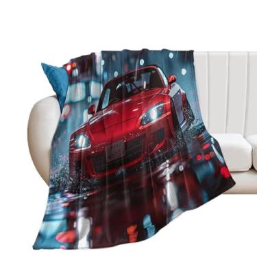 Imagem de HouLaiZhe Cobertor Super Macio Flanela Vermelho JDM Carro S2000 Esportes Cool Leve Refrigeração Cobertores para Sofá-Cama Cadeira Sofá Carro Viagem ao Ar Livre Leve Quente 76.2 cm x 101.6 cm