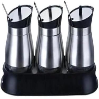 Imagem de Recipientes transparentes de vidro para armazenar especiarias e condimentos, conjunto perfeito, util.