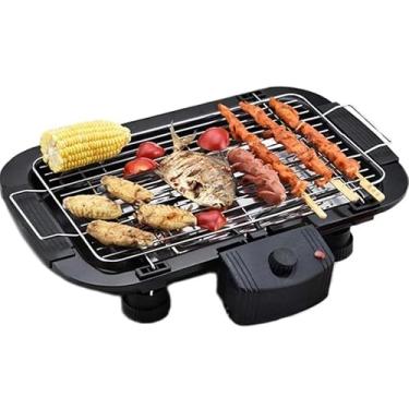 Imagem de Churrasqueira Elétrica 110V Sem Fumaça - Grelhador Portátil, Adaptável a Mesa, Eficiente para Cozinha, Área Externa ou Churrascos em Família