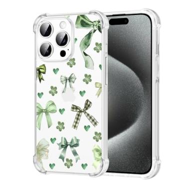 Imagem de FBHGLOA Capa protetora de corpo inteiro para iPhone 15 Pro de 6,1 polegadas, linda estética, com laço e laço criativo, design de coração, antiamarelamento, antiqueda, à prova de choque, para meninas e