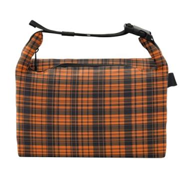 Imagem de STAYTOP Lancheira retrô laranja e preta xadrez com fivela, lancheira isolada para meninos e meninas, lancheira térmica para trabalho escolar