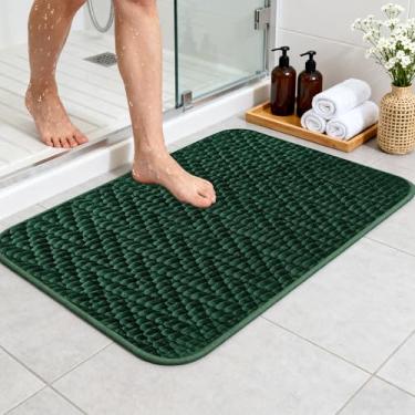 Imagem de voofly Tapete de banheiro de chenille, absorvente rápido, antiderrapante, lavável na máquina, tapete de Natal macio para cozinha, chuveiro, verde, 81 x 50 cm