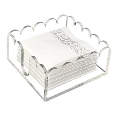 Imagem de Suporte de guardanapo de toalha de hóspede acrílico, bandeja de armazenamento recortada de papel transparente, toalhas de mão descartáveis para casamentos, hotéis, cozinha, banheiro, festas e