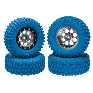 Imagem de GOUPRC Conjunto de pneus de roda de 3,3 cm, aro de alumínio Beadlock Rim Swamp Claw Mud Terrain Rock Tread Pattern Pneus para SCX24 TRX4M 1/18 1/24 Upgrade RC Crawler Truck Car