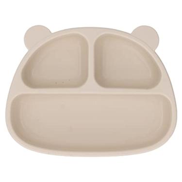Imagem de Cuyuna placa de silicone macio para crianças pequenas, sala de jantar em casa, desenho animado fofo em forma de urso, placa de sucção de bebê para lanches, frutas (Prato Único)