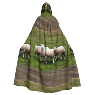 Imagem de Lambs and Sheep Print Halloween Hooded Cloak Carnival Theme Party Halloween Witch & Vampire Costumes