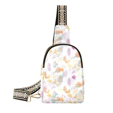 Imagem de CEBUGI Bolsa tiracolo feminina com estampa floral, bolsa tiracolo de couro, bolsa de peito para caminhadas, viagens ao ar livre