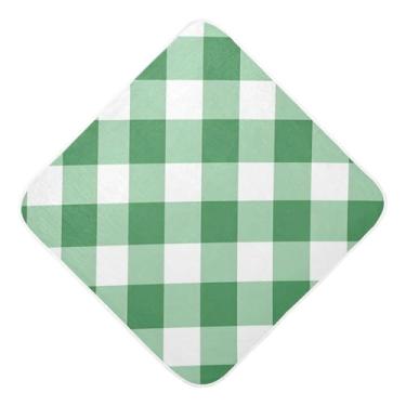Imagem de Toalhas de bebê com capuz ultra macias e absorventes toalhas de banho de algodão musselina xadrez verde para bebês recém-nascidos 76 x 76 cm