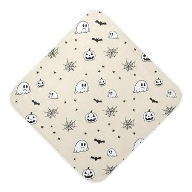 Imagem de Burbuja Linda toalha de banho de bebê fantasmas de Halloween - Toalha com capuz de musselina macia e absorvente para recém-nascidos, 89 x 89 cm