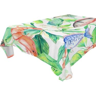 Imagem de Burbuja Toalha de mesa de plantas de peixe, toalha de mesa quadrada anti-rugas grossa para decoração de jantar, cozinha, festa, 152 x 152 cm