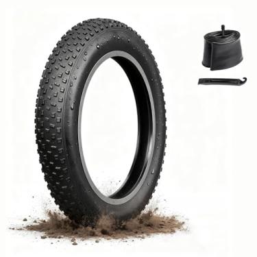 Imagem de Pneus de bicicleta elétrica Fat Tire 66 x 10 cm, 1 pacote com 1 pneu Ebike à prova de perfuração com banda de rodagem profunda, resistente ao desgaste para neve/areia/praia/off-road - compatível com