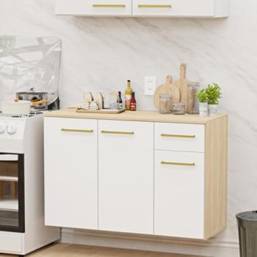 Imagem de Balcão Auxiliar Modulado 15mm Bancada Cozinha Compacta (Dubai/Branco)